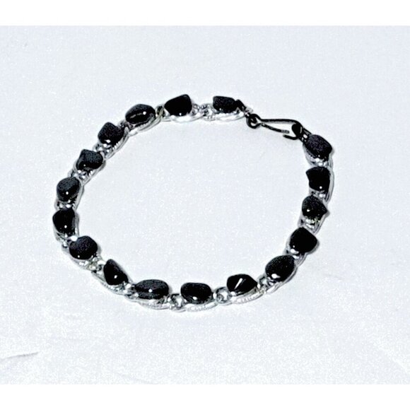 Hematite Bracelet Silver Tone Hook & Eye Closure - Picture 1 of 2